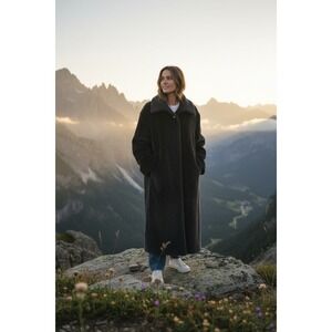 Steilmann Saks Fifth Avenue Wool Mohair Blend Long Coat Size 10 Charcoal Gray